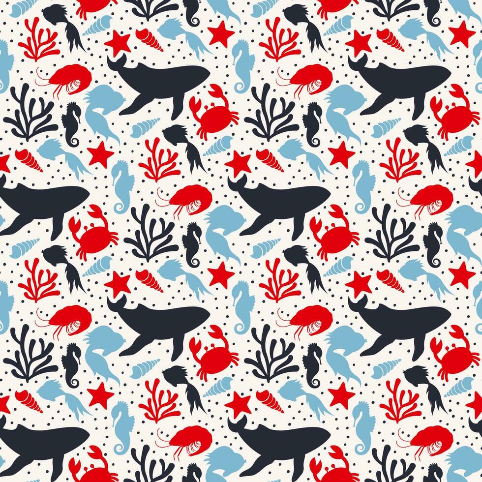 sea life seamless pattern vector