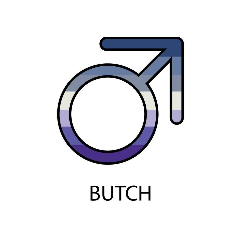 Gender symbol of Butch in pride colors vector
