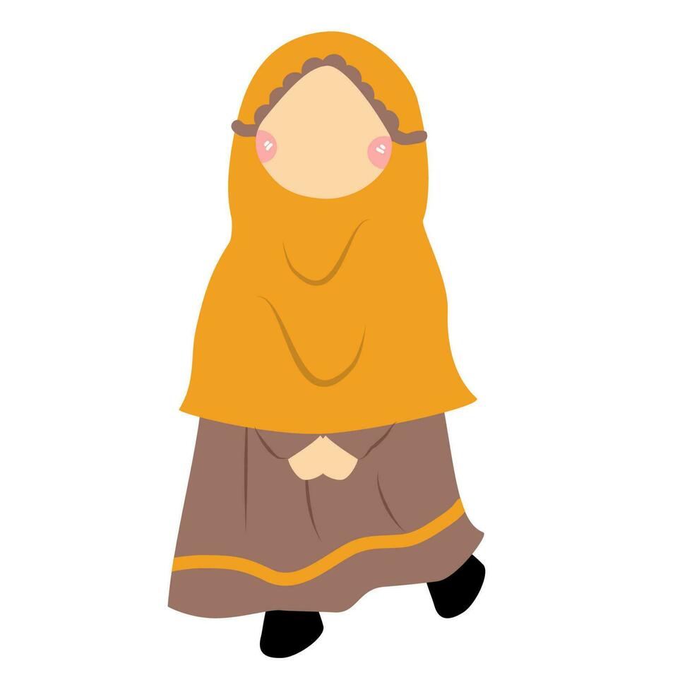 Cute expression of muslim children vector