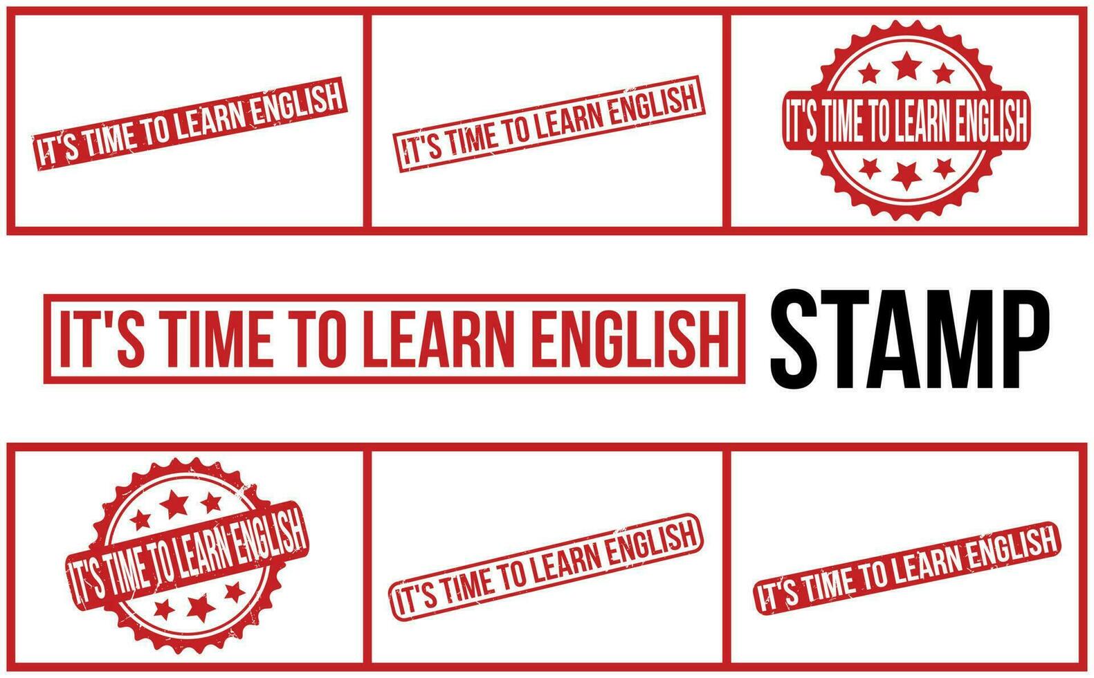 Its Time to Learn English Rubber Stamp Seal Vector