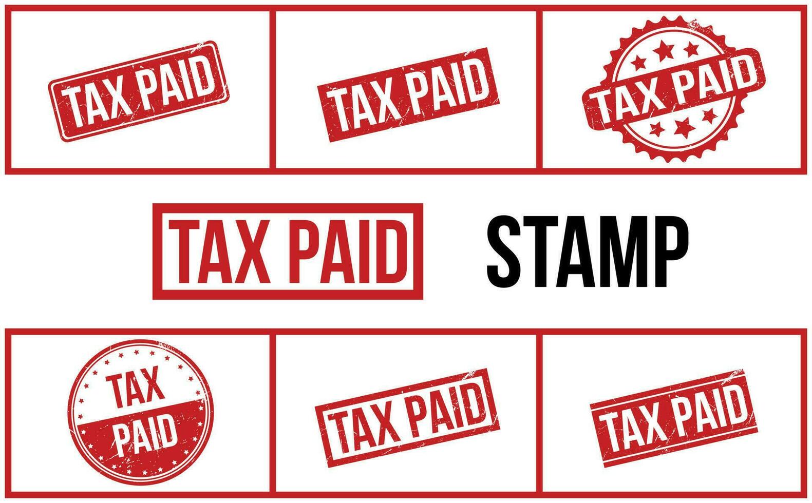 Tax Paid Rubber Stamp Set Vector