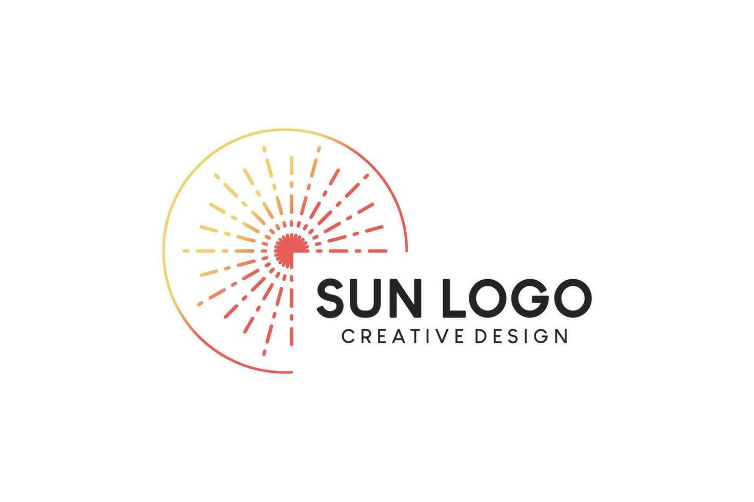 Sun logo design with creative abstract line style vector