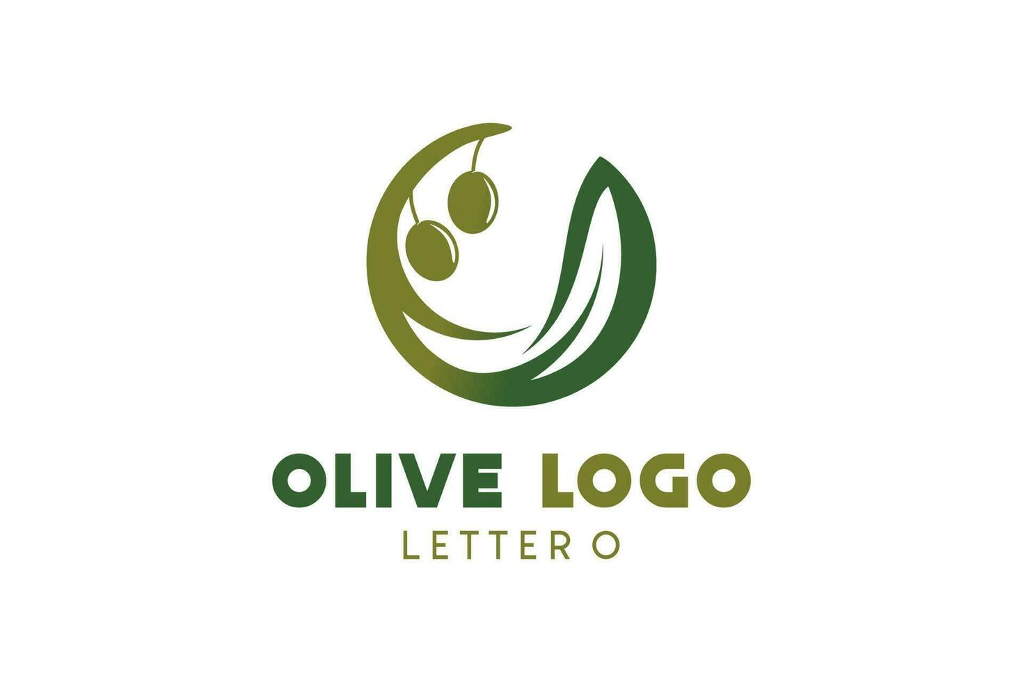 Olive logo design with letter o concept, natural green olive vector illustration