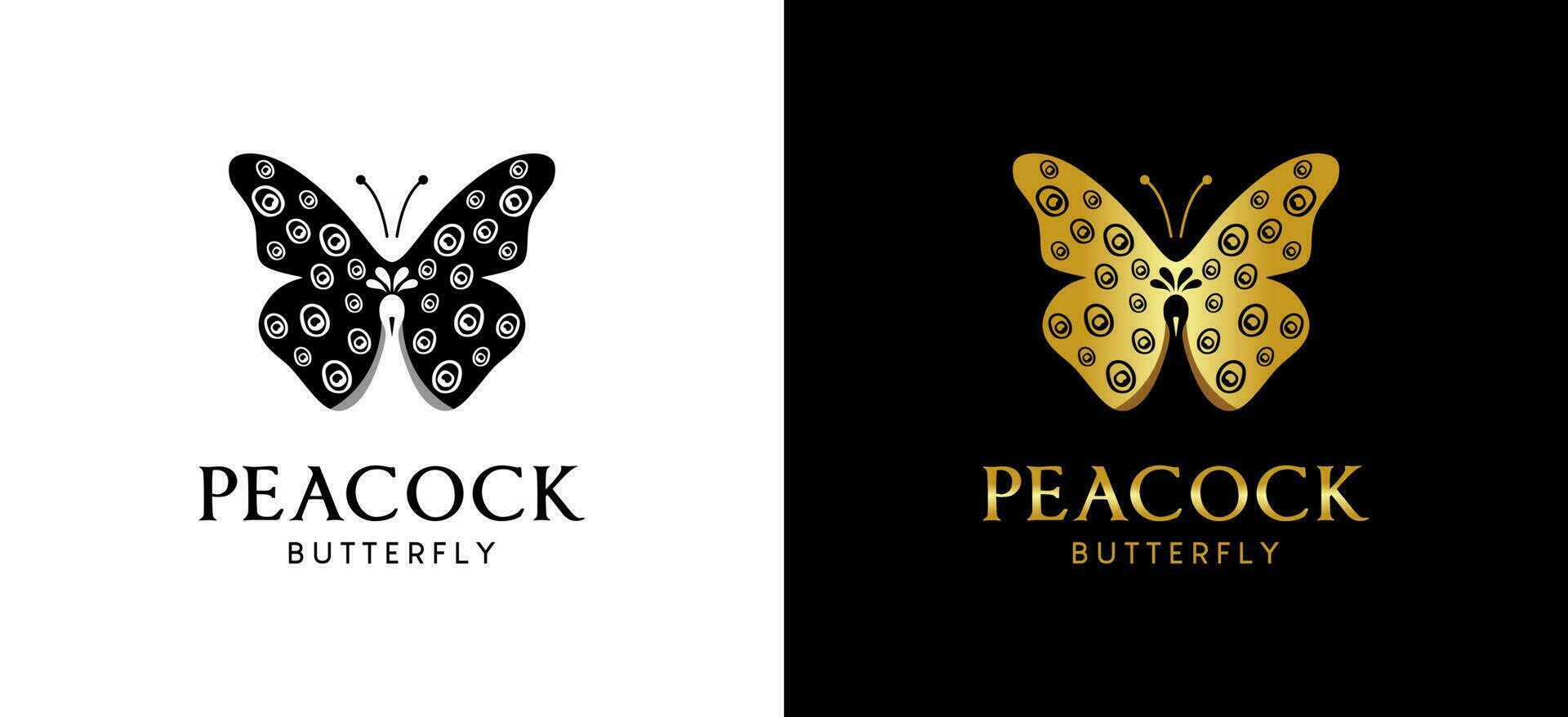 pavo real y mariposa logo diseño conjunto con creativo lujo concepto vector