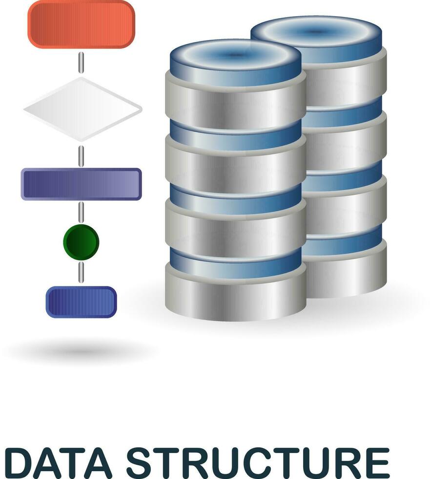 Data Structure icon. 3d illustration from data science collection. Creative Data Structure 3d icon for web design, templates, infographics and more vector
