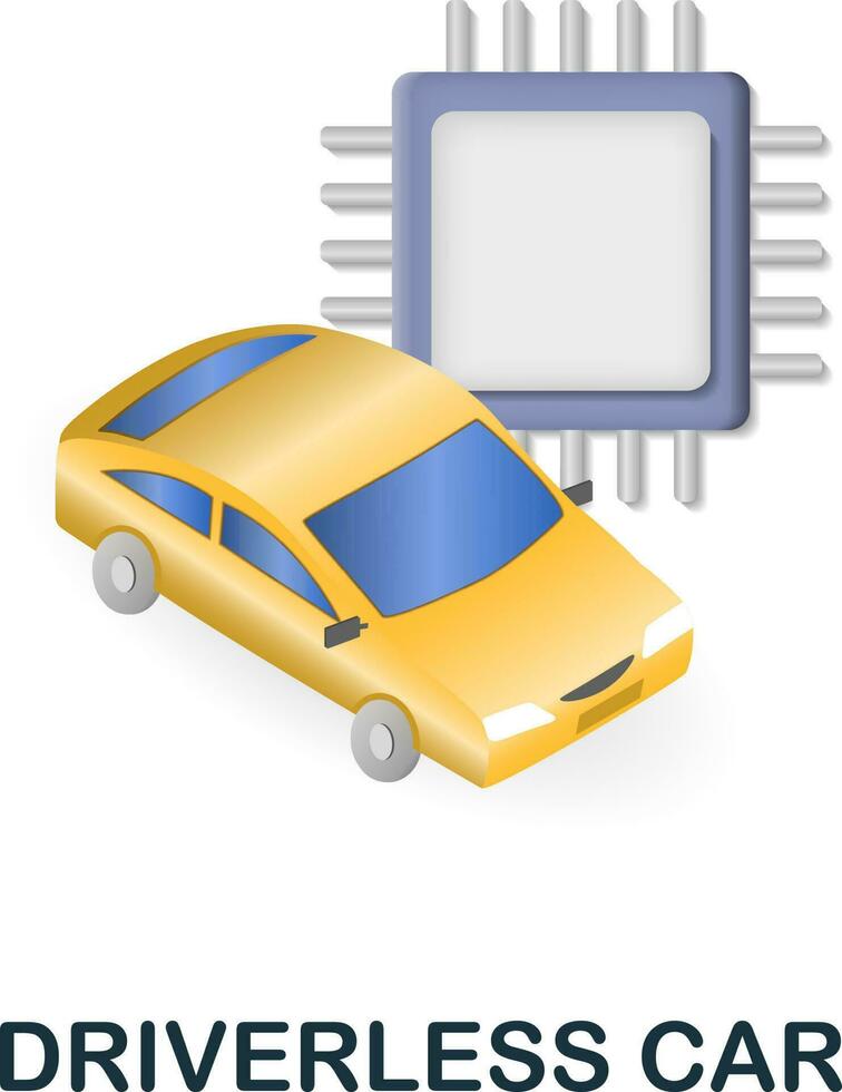 sin conductor coche icono. 3d ilustración desde futuro tecnología recopilación. creativo sin conductor coche 3d icono para web diseño, plantillas, infografia y más vector