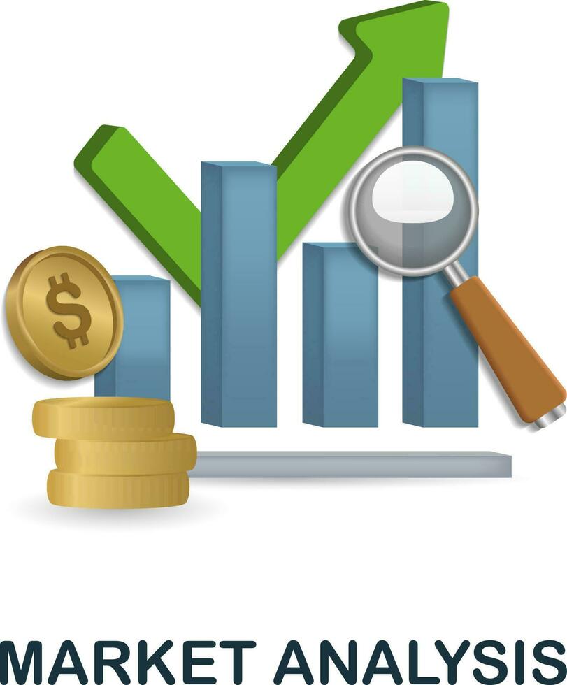 Market Analysis icon. 3d illustration from finance management collection. Creative Market Analysis 3d icon for web design, templates, infographics and more vector