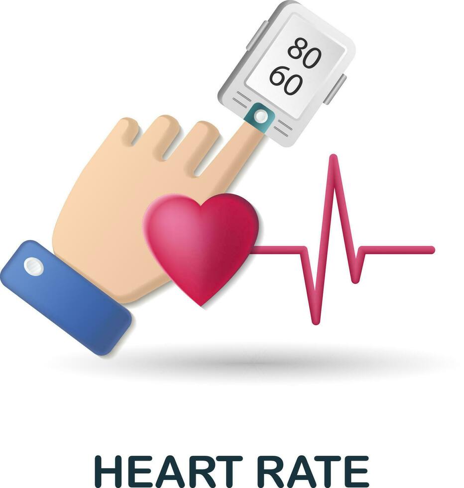 Heart Rate icon. 3d illustration from health check collection. Creative Heart Rate 3d icon for web design, templates, infographics and more vector