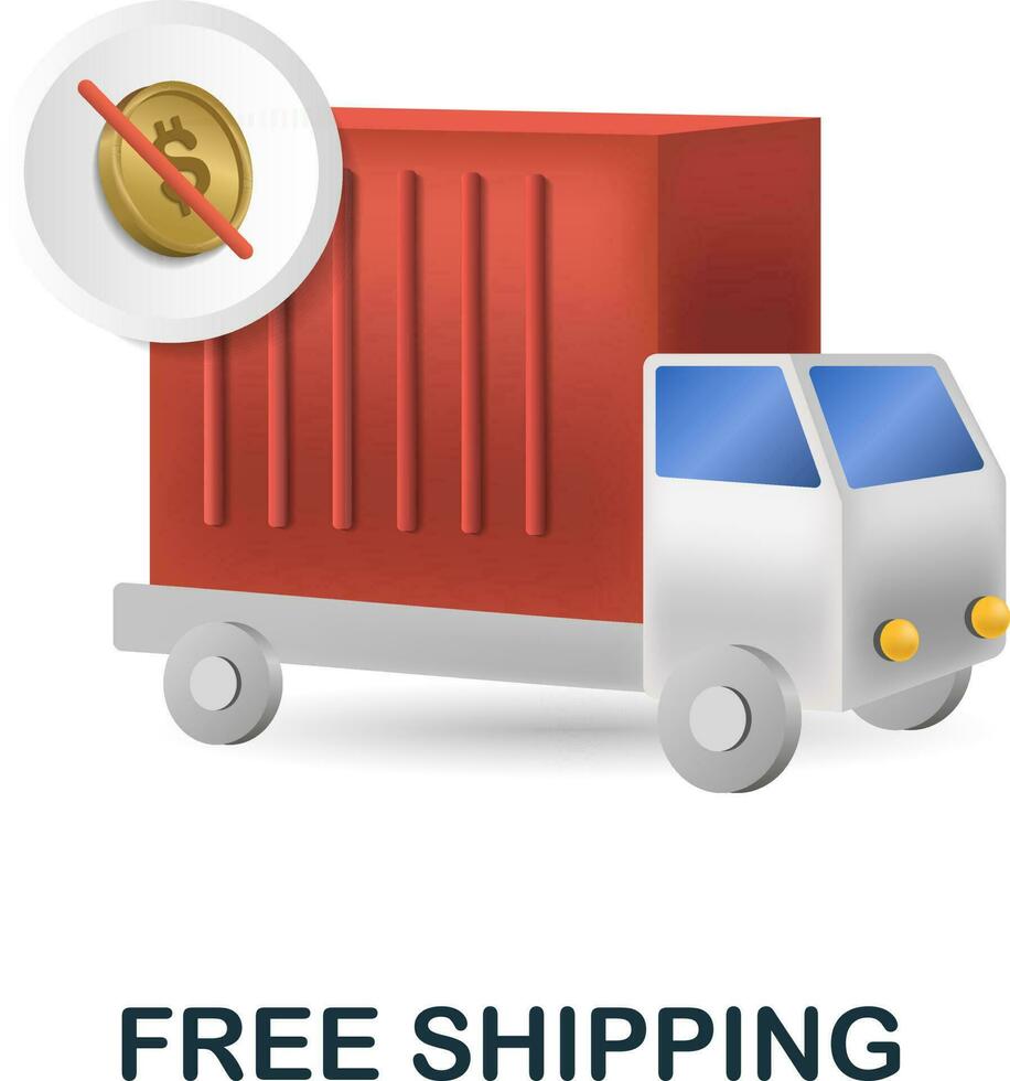 Free Shipping icon. 3d illustration from online store collection. Creative Free Shipping 3d icon for web design, templates, infographics and more vector