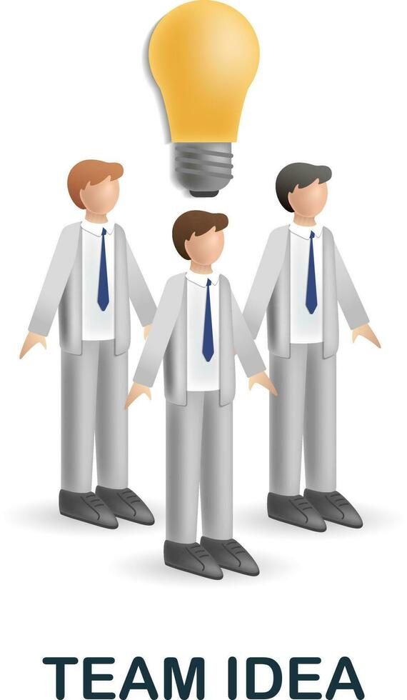 Team Idea icon. 3d illustration from project development collection. Creative Team Idea 3d icon for web design, templates, infographics and more vector