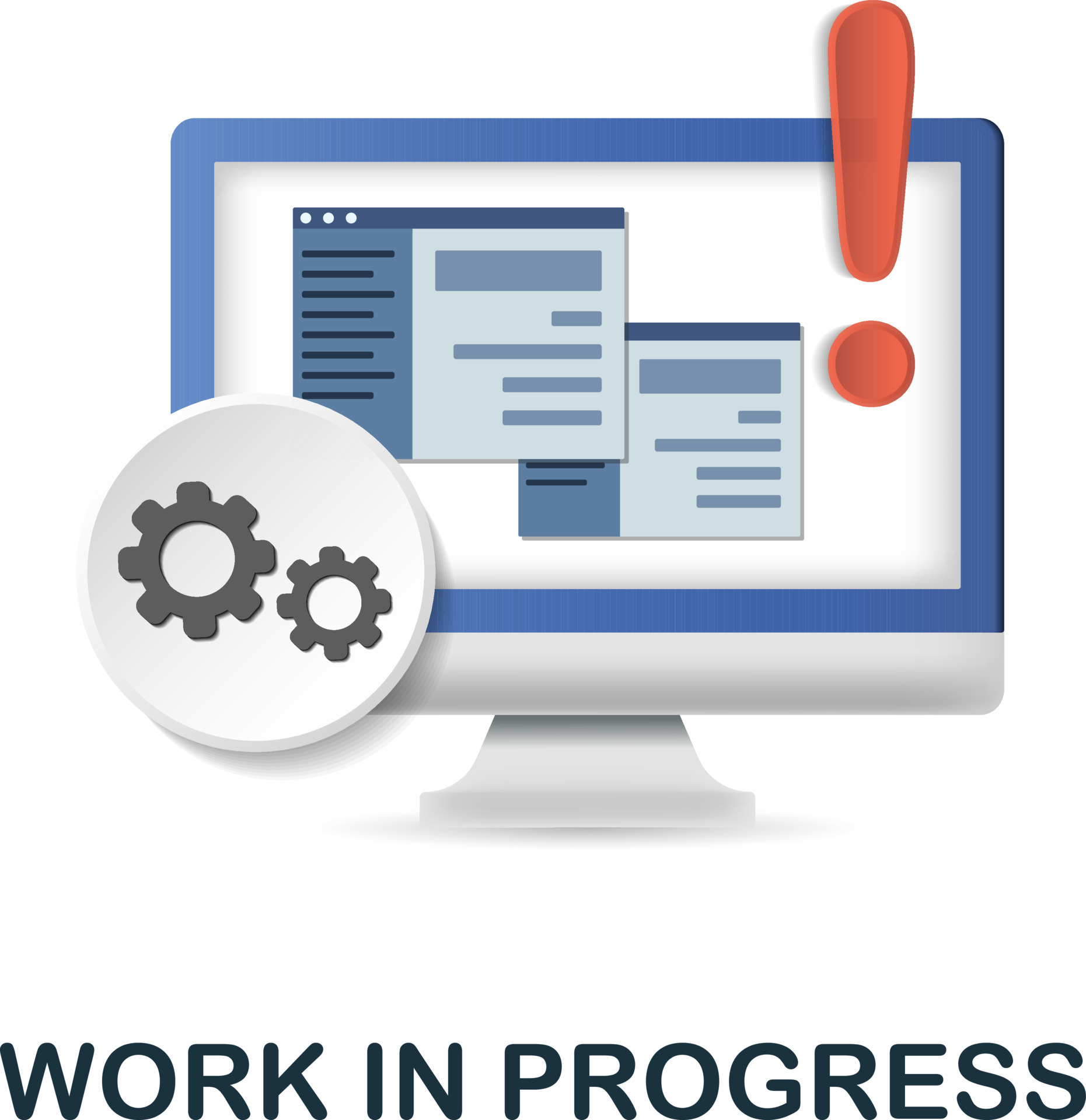Work In Progress icon. 3d illustration from project development