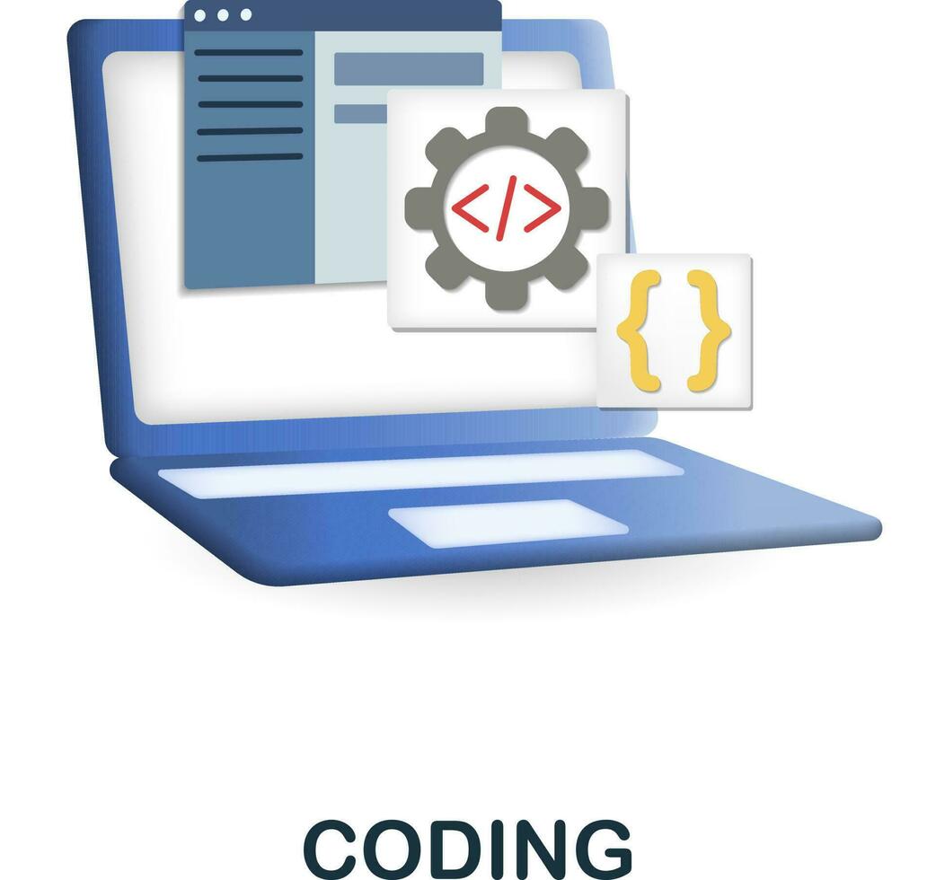 Coding icon. 3d illustration from web development collection. Creative Coding 3d icon for web design, templates, infographics and more vector