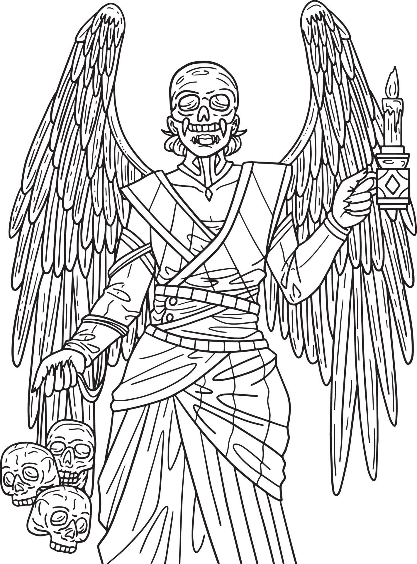 Halloween Angel of Death Isolated Coloring Page 23481012 Vector Art at