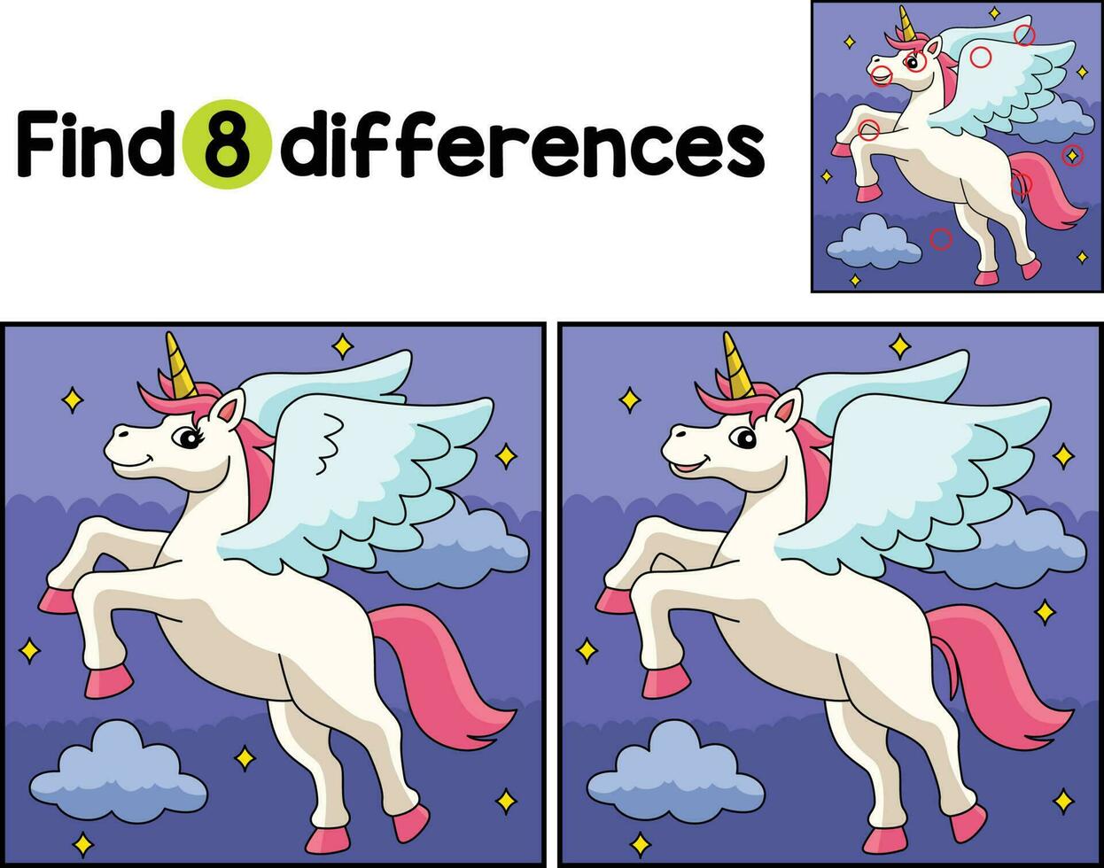 volador unicornio encontrar el diferencias vector