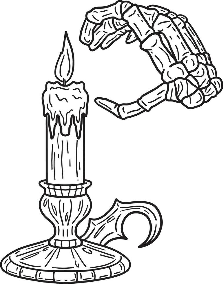 Halloween Candelabra with Skeleton Hand Isolated vector