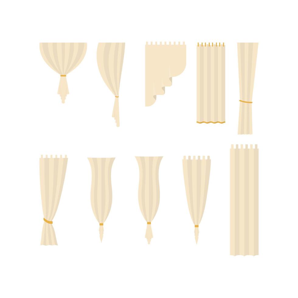 A set of curtains, curtains. Isolated Cartoon style. vector