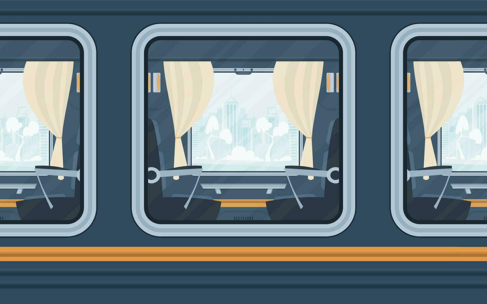 ventanas tren. el tren es mostrado afuera. dibujos animados estilo. plano estilo. vector