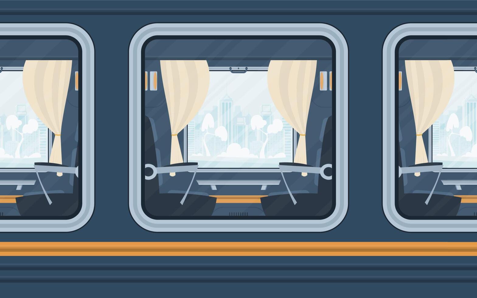 Windows Train. The train is shown outside. Cartoon style. Flat style. vector