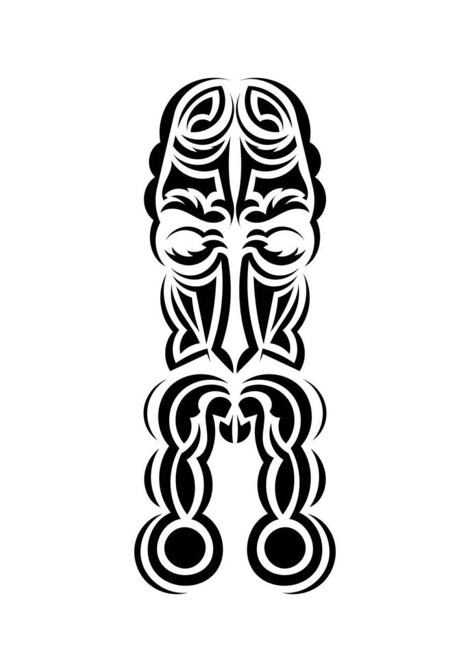 Face in traditional tribal style. Ready tattoo template. Flat style. Vector illustration.