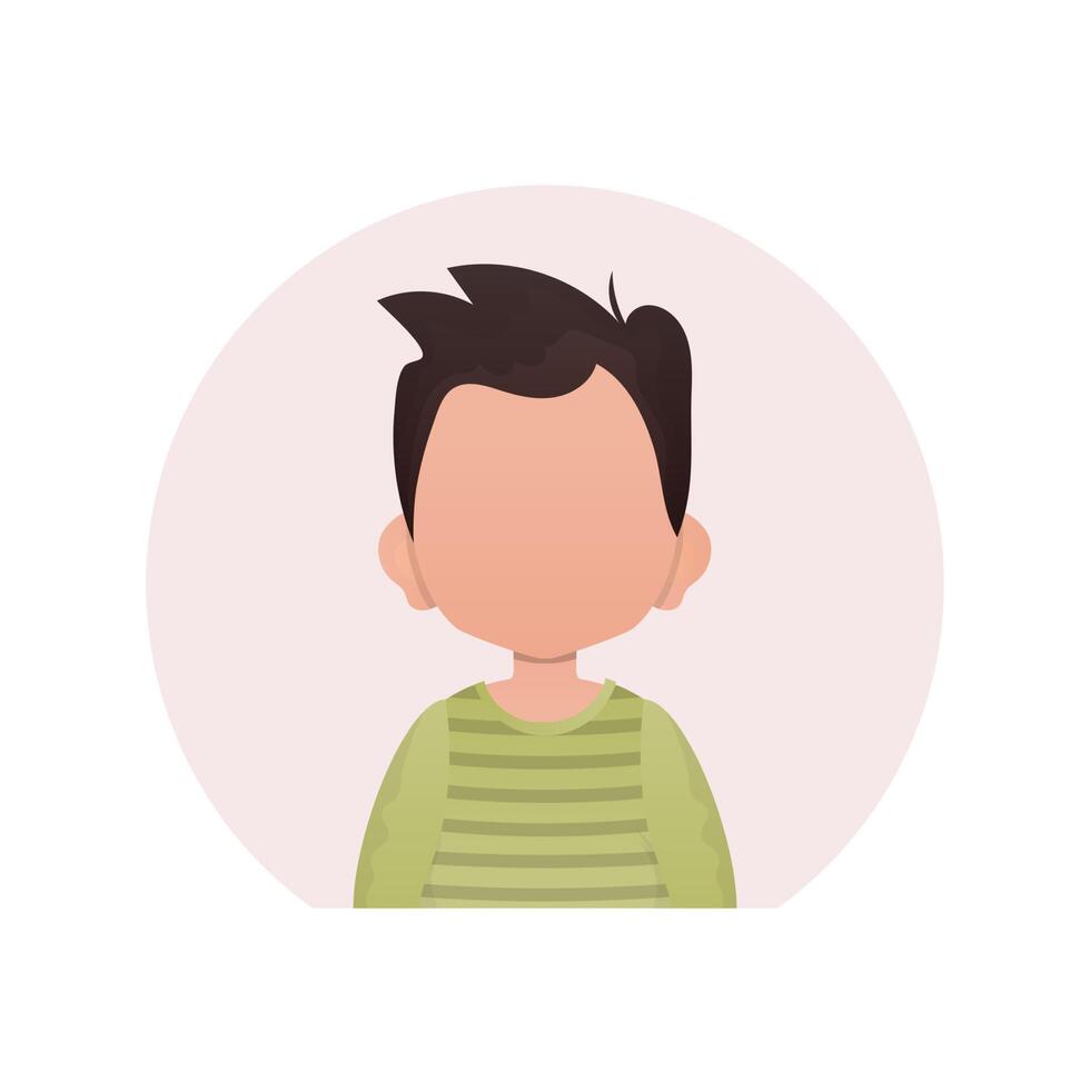 Avatar of a cute preschool boy. isolated on white background. illustration in cartoon style. vector