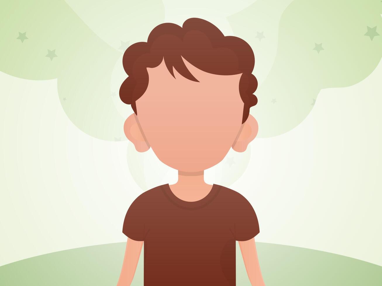 Portrait of a cute little boy. Poster with a child in the room. Vector illustration in cartoon style.