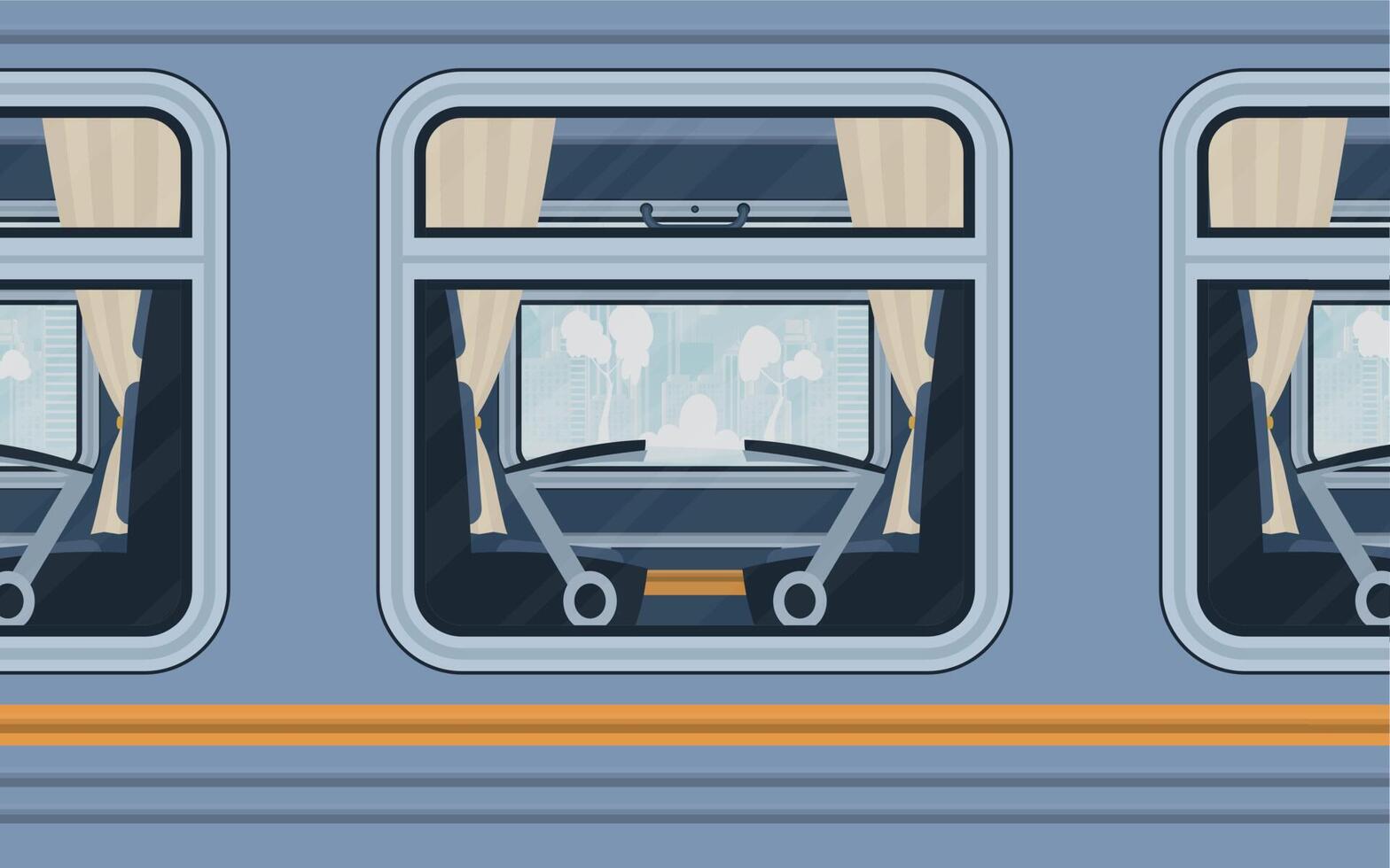Windows Train. The train is shown outside. Cartoon style. Flat style. vector