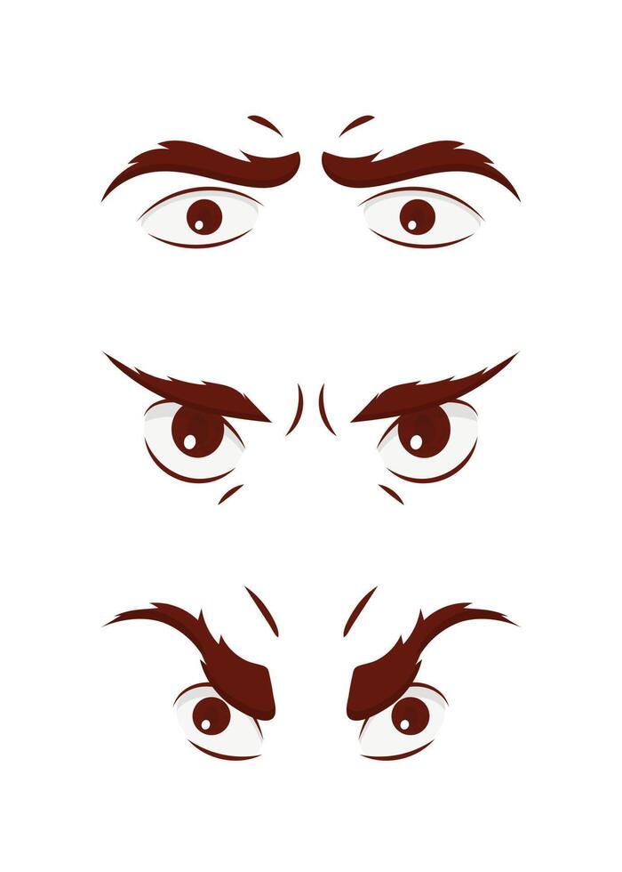 Set of eyes in flat style. Vector illustration. Isolated on white background.