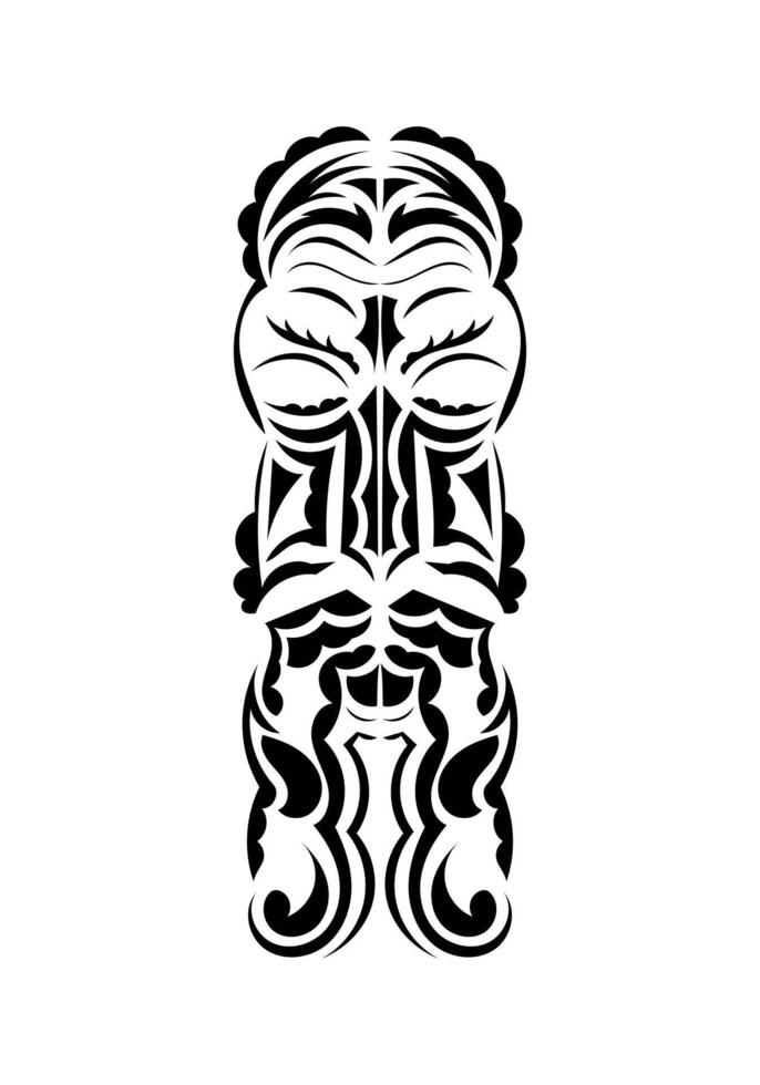 Mask in the style of the ancient tribes. Tattoo patterns. Isolated on white background. Vector illustration.