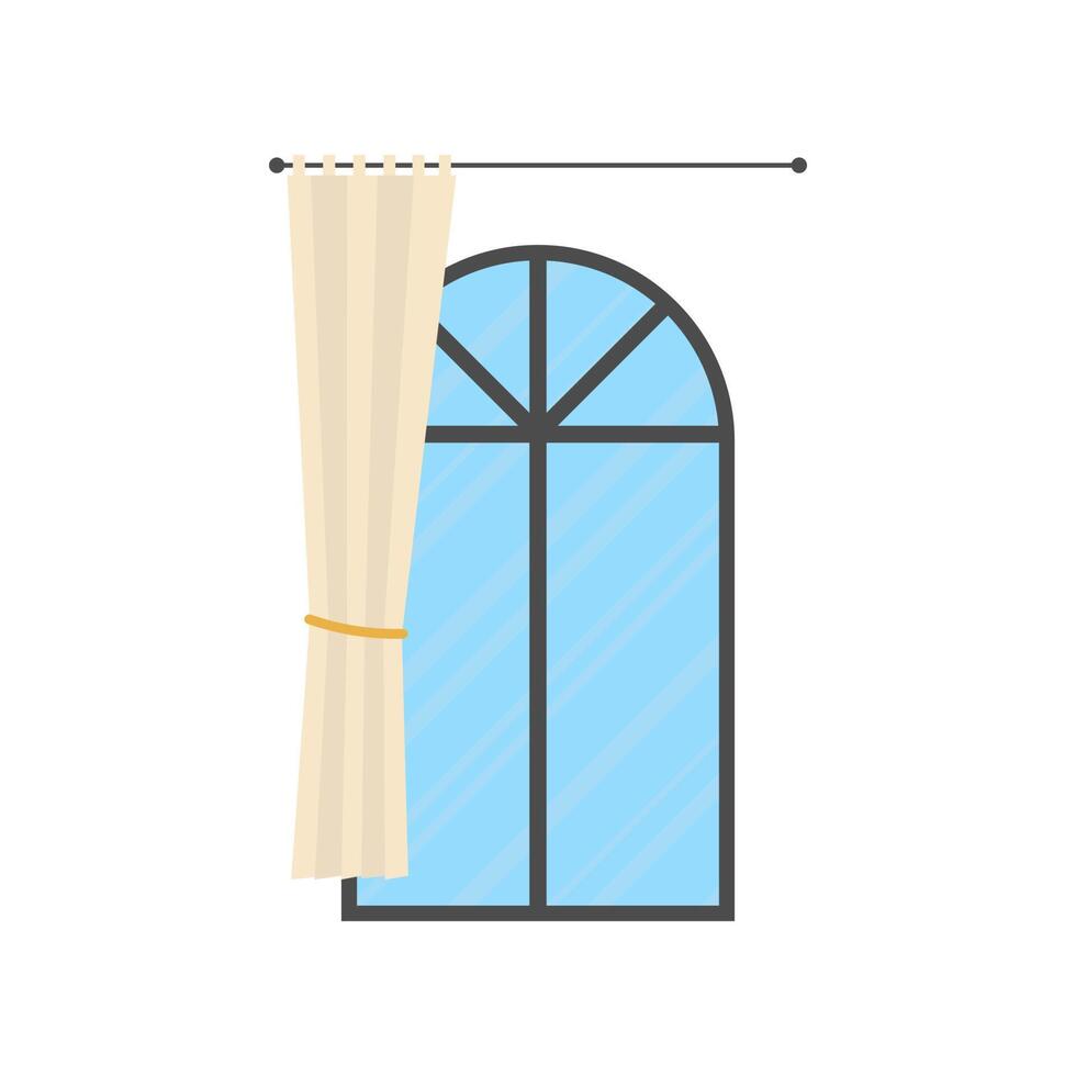 Window with curtain. Isolated Cartoon style. vector