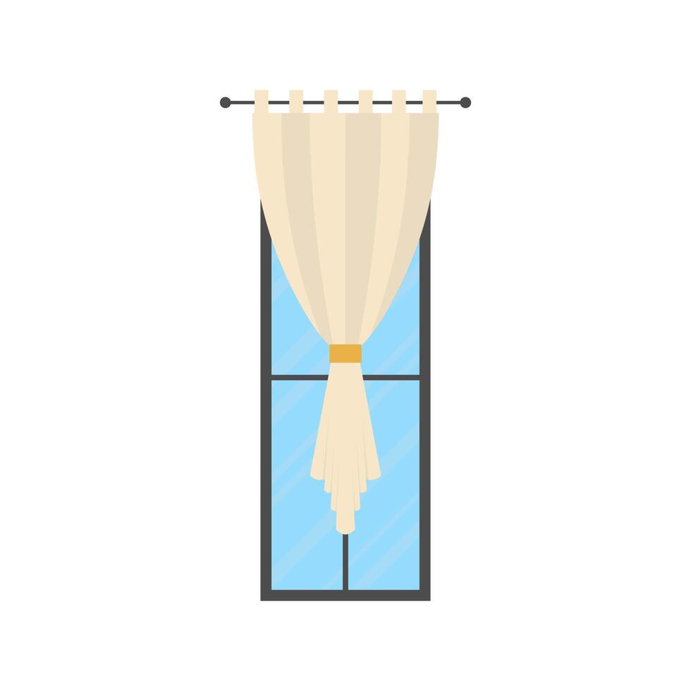 Window with a curtain. Isolated. Flat style. vector