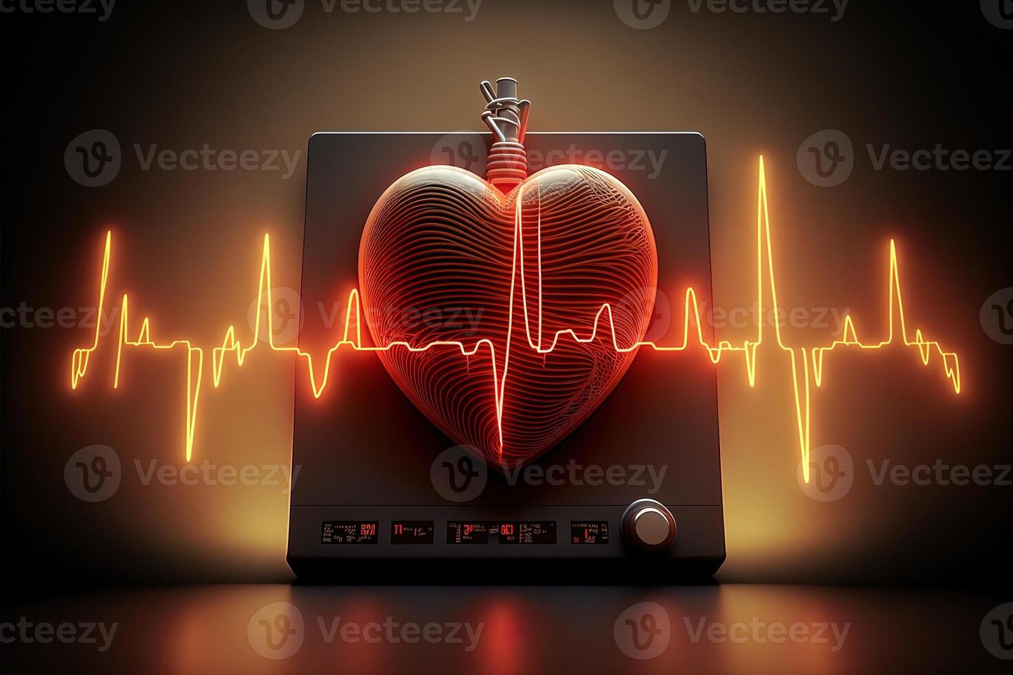 Background with a heart with the heartbeat monitor line, Heart and heartbeat symbol. photo