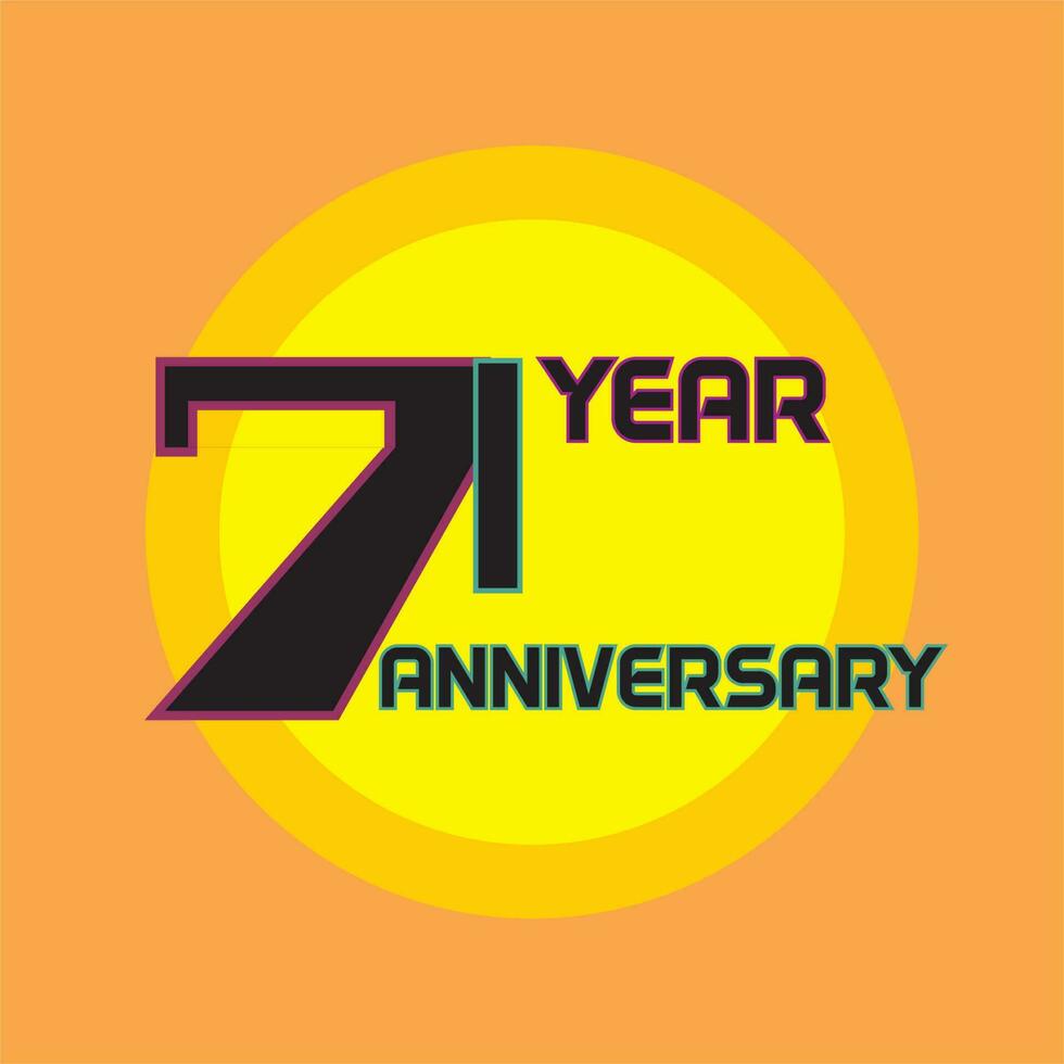 71 Years Anniversary Logo, Vector Template Design element for illustration of birthday, wedding, celebration, greeting card and so on.