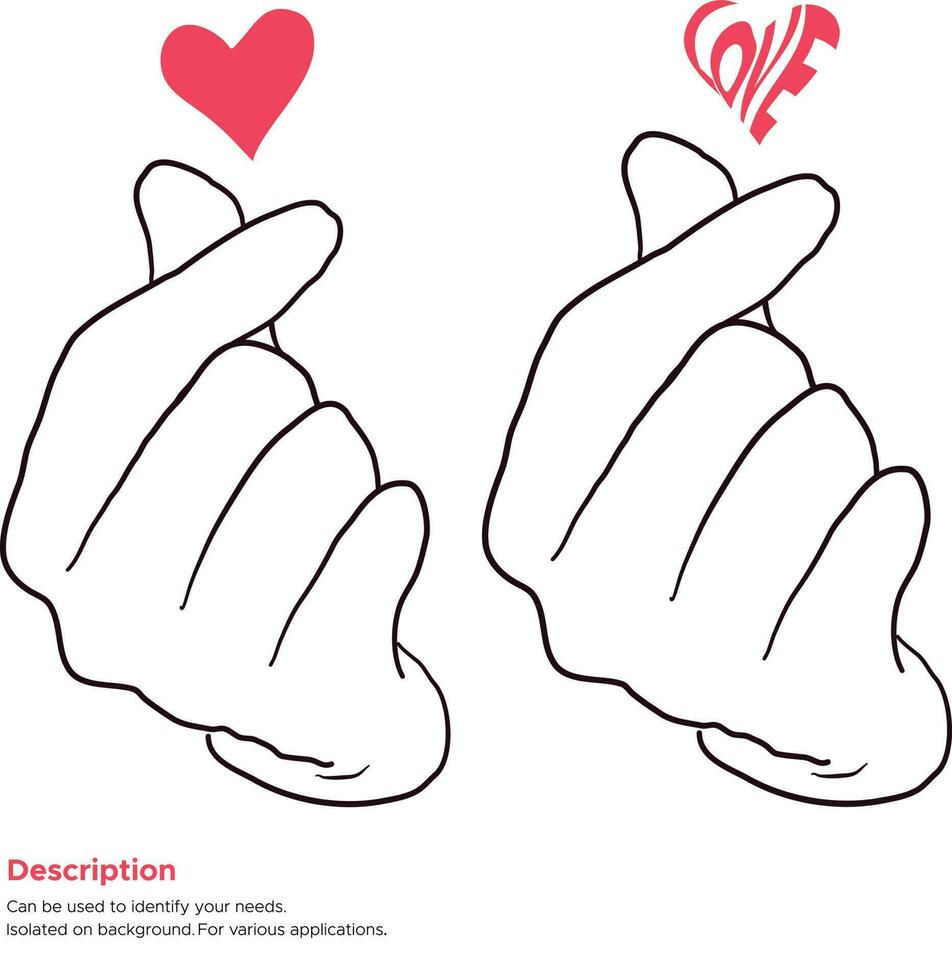 Hand love mini heart isolated on white background. vector