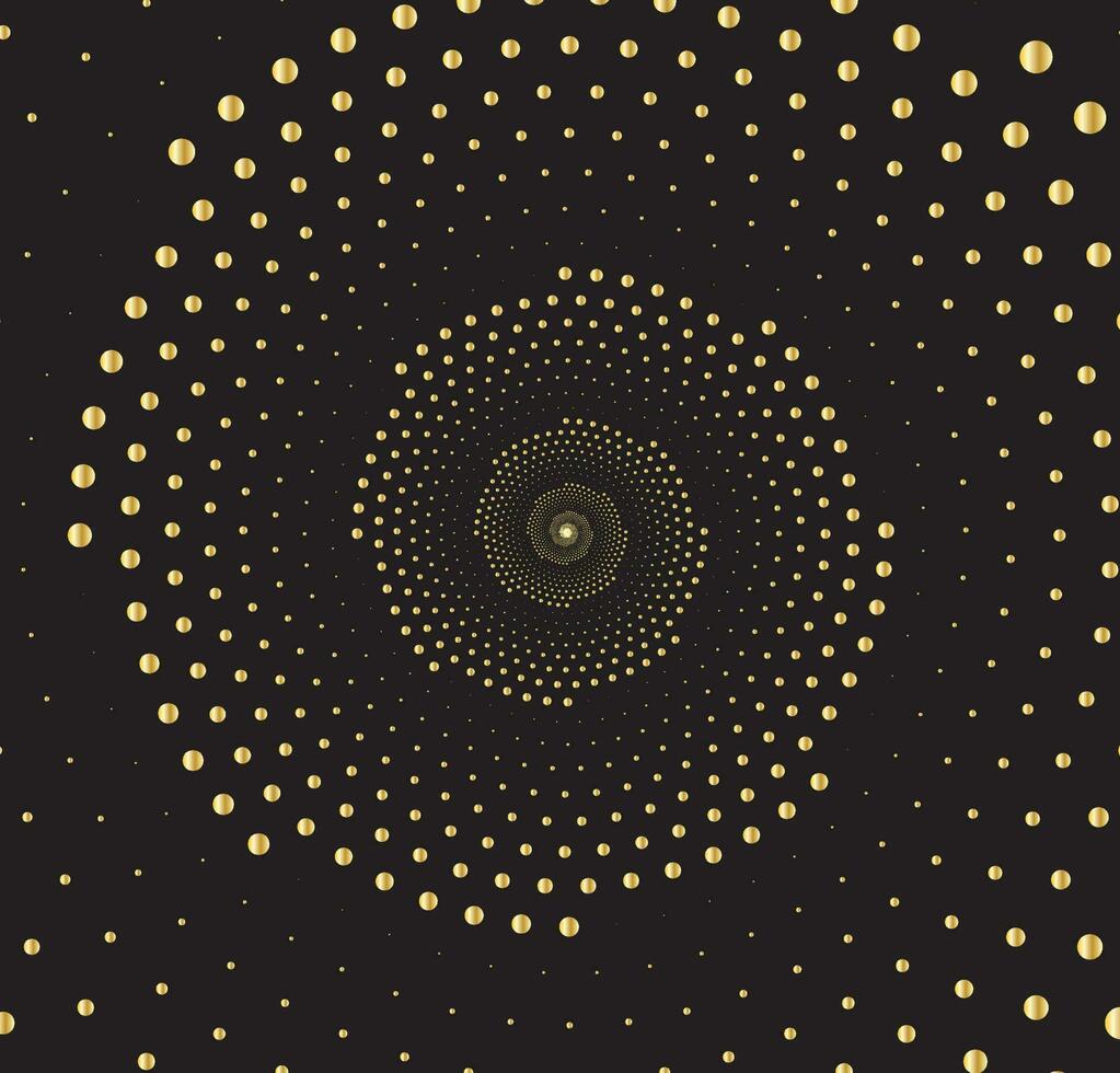 Dotted circle gold vector background.