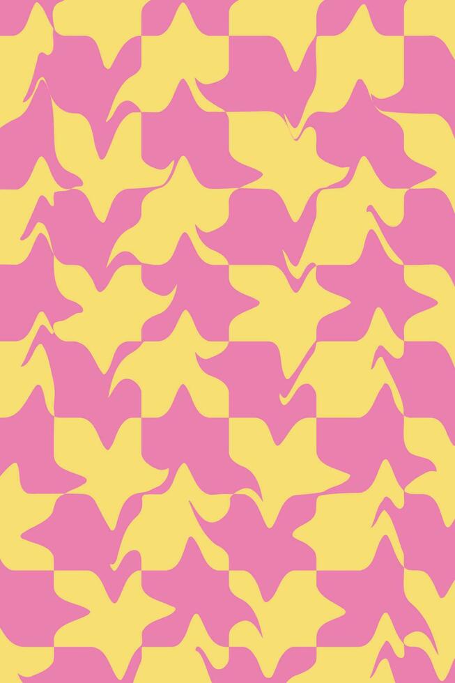 Retro abstract Psychedelic Check Y2K 90s. Phone Case Background Stationary Fashion Textile. pink and yellow color, vector illustration