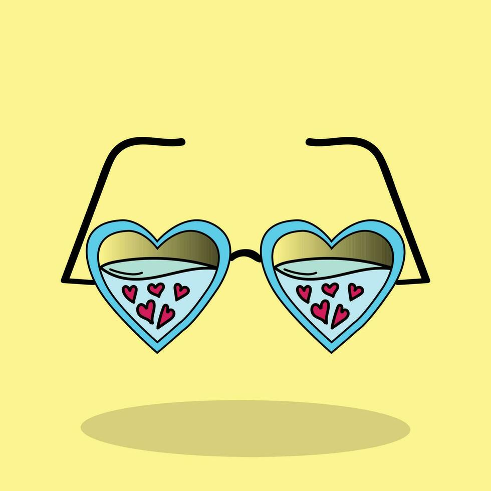 A pair of sunglasses with hearts on them that say, love vector