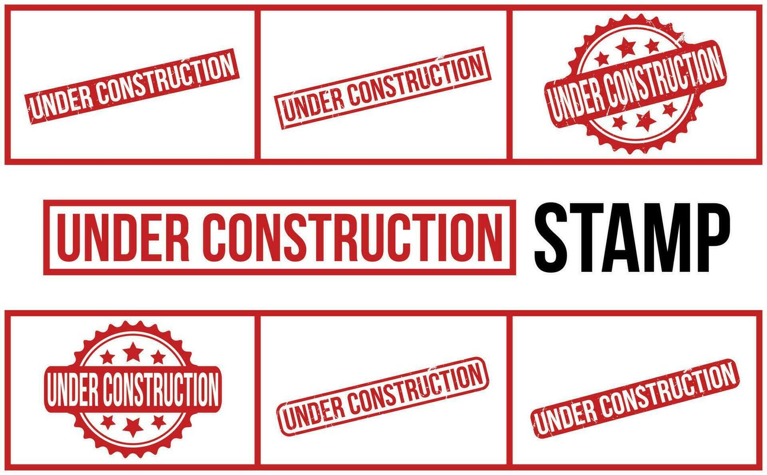 Under Construction rubber grunge stamp set vector