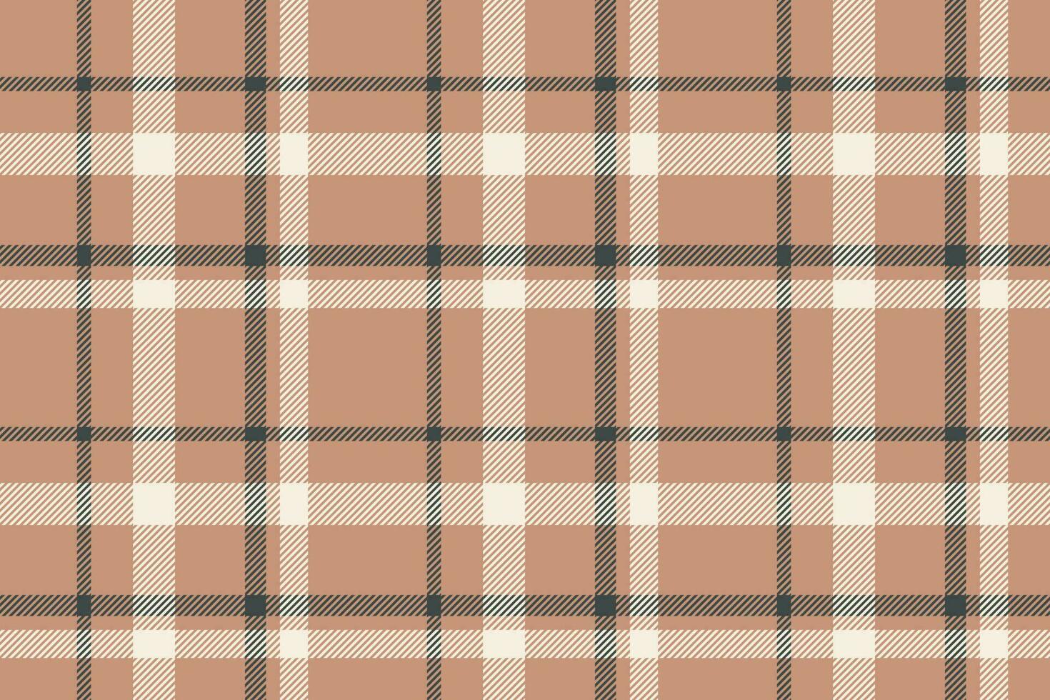 Plaid background, check seamless pattern in beige. Vector fabric texture for textile print, wrapping paper, gift card or wallpaper.