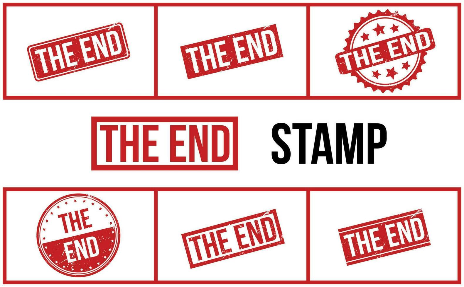 The End Rubber Stamp Set Vector