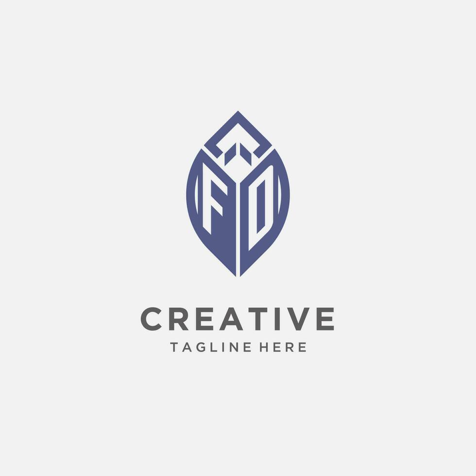 FD logo with leaf shape, clean and modern monogram initial logo design vector