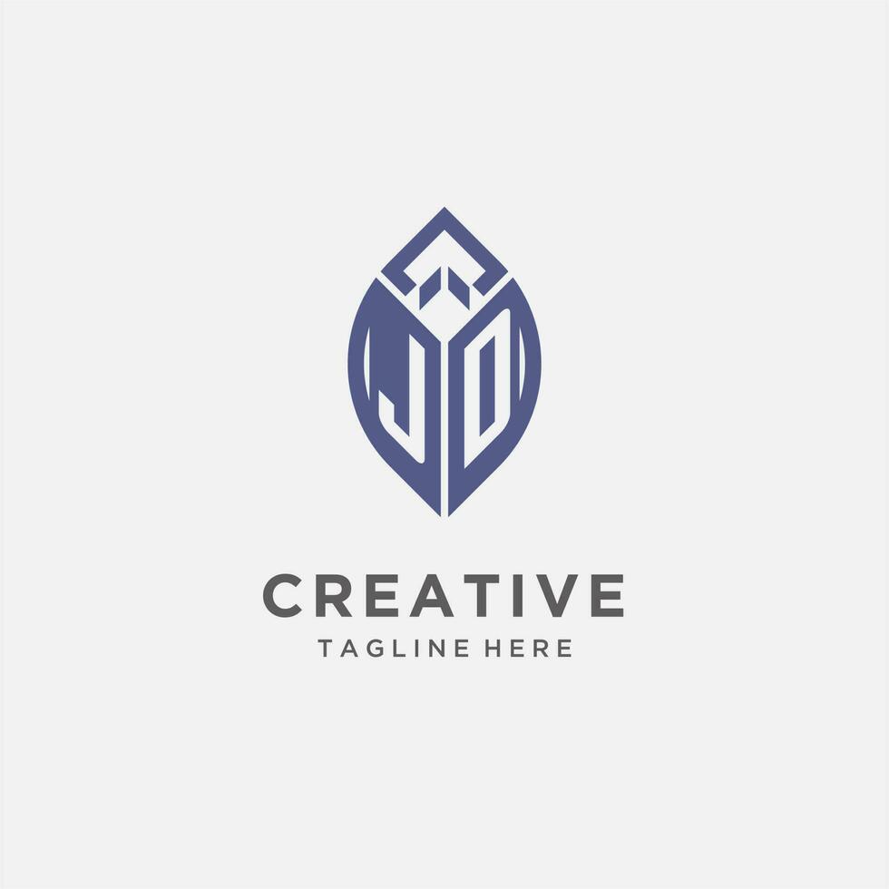 JD logo with leaf shape, clean and modern monogram initial logo design vector