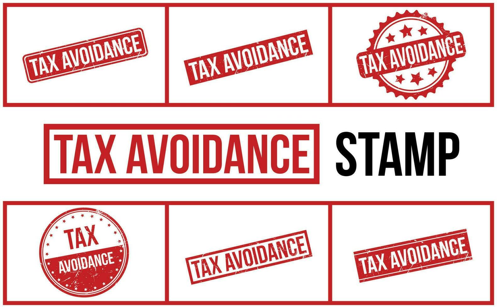 Tax Avoidance Rubber Stamp Set Vector