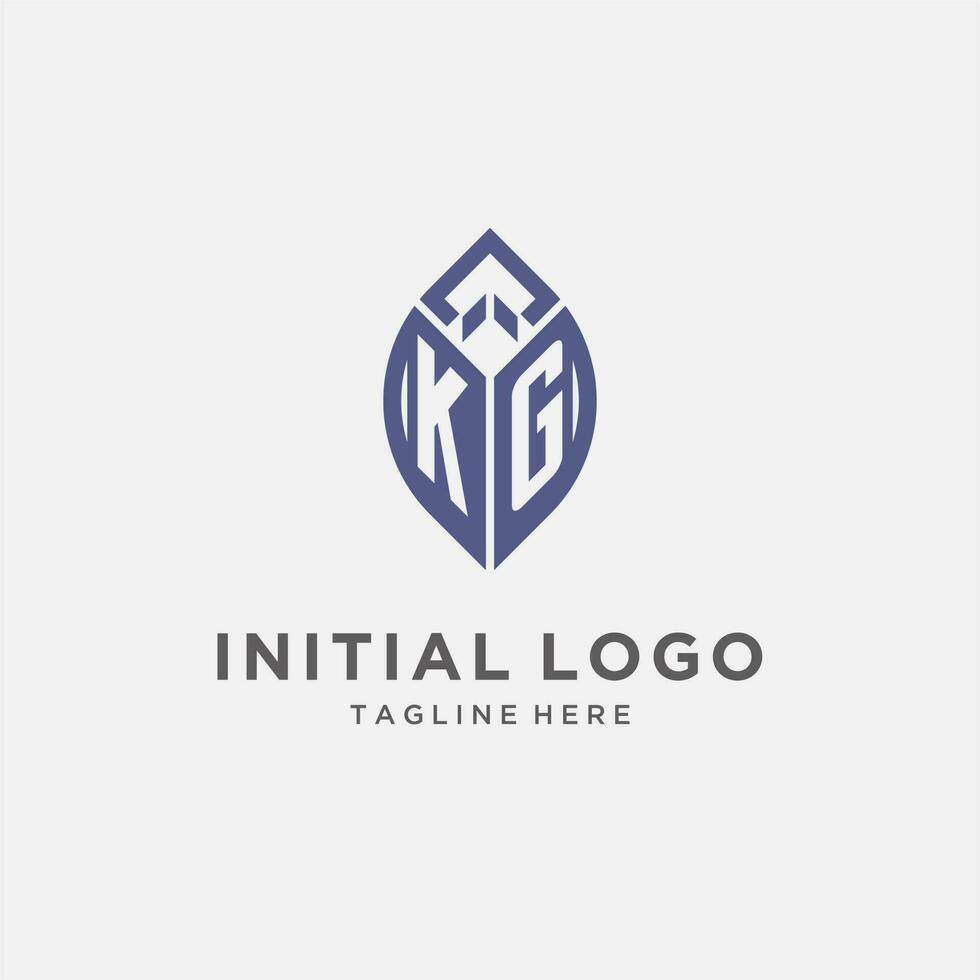 KG logo with leaf shape, clean and modern monogram initial logo design vector