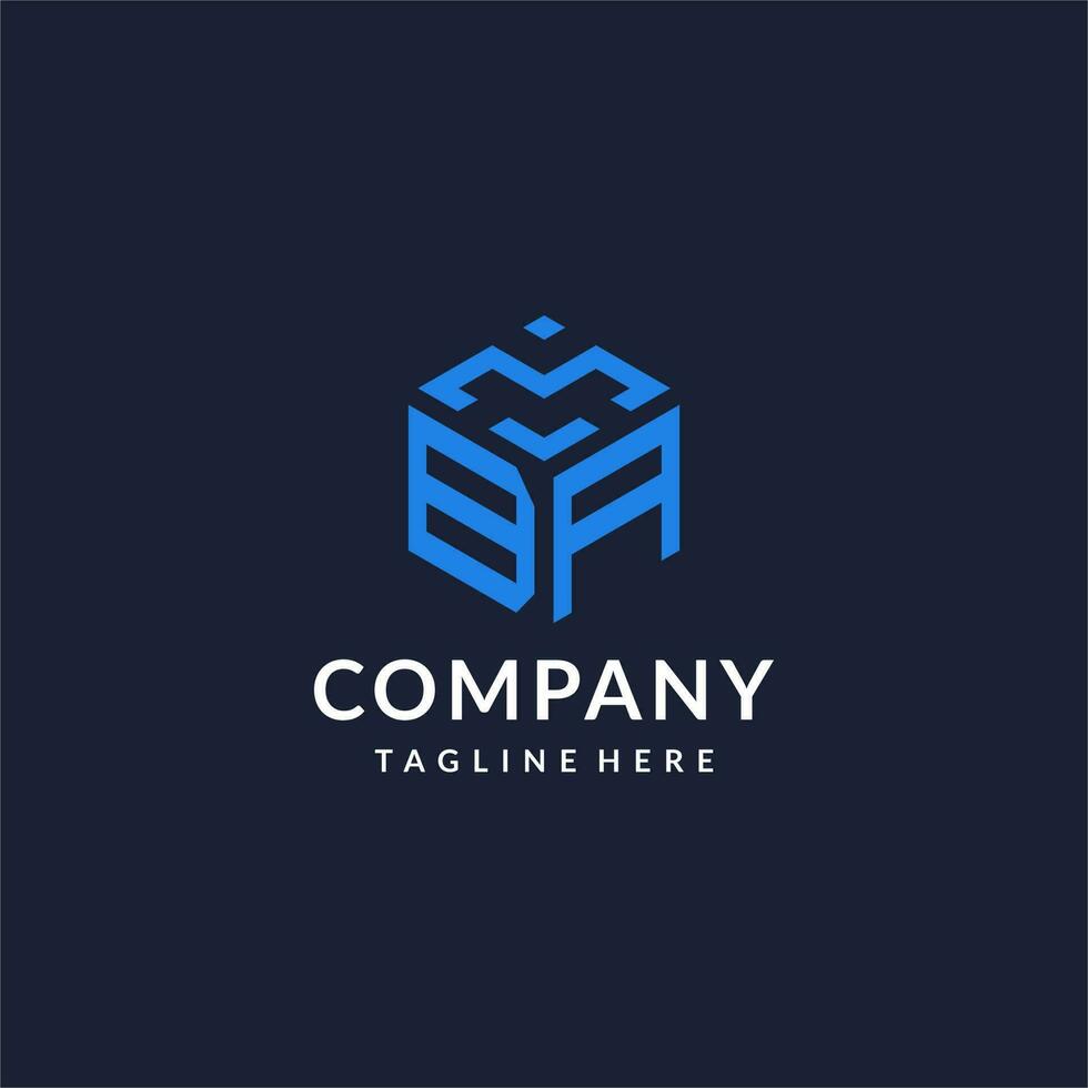 BA logo hexagon designs, best monogram initial logo with hexagonal shape design ideas vector