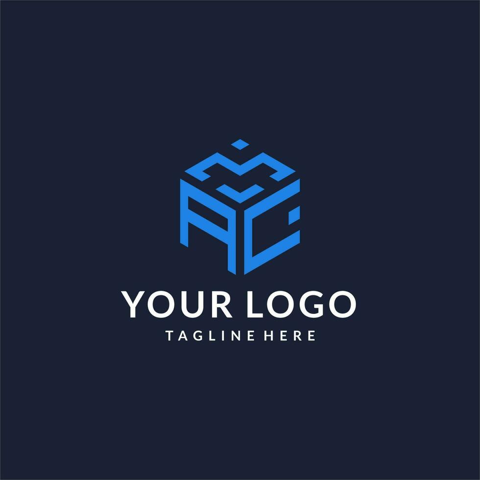 AC logo hexagon designs, best monogram initial logo with hexagonal shape design ideas vector