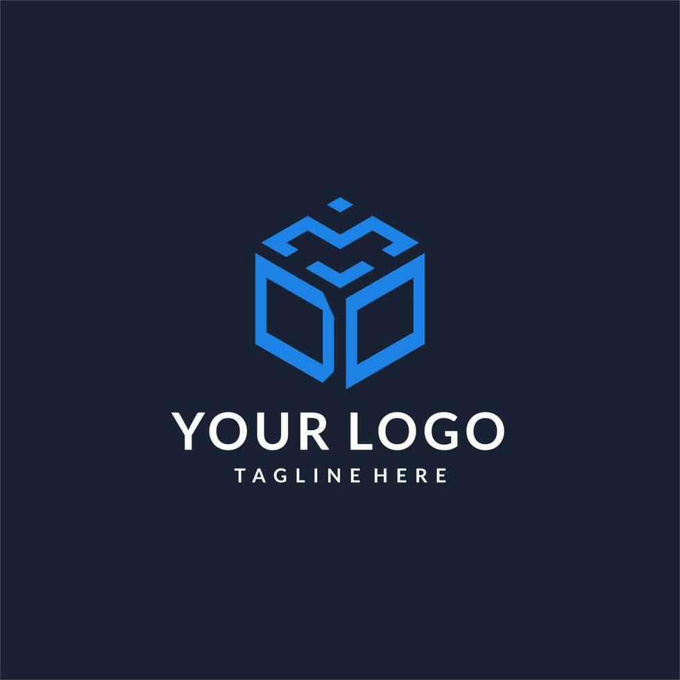 DO logo hexagon designs, best monogram initial logo with hexagonal shape design ideas vector