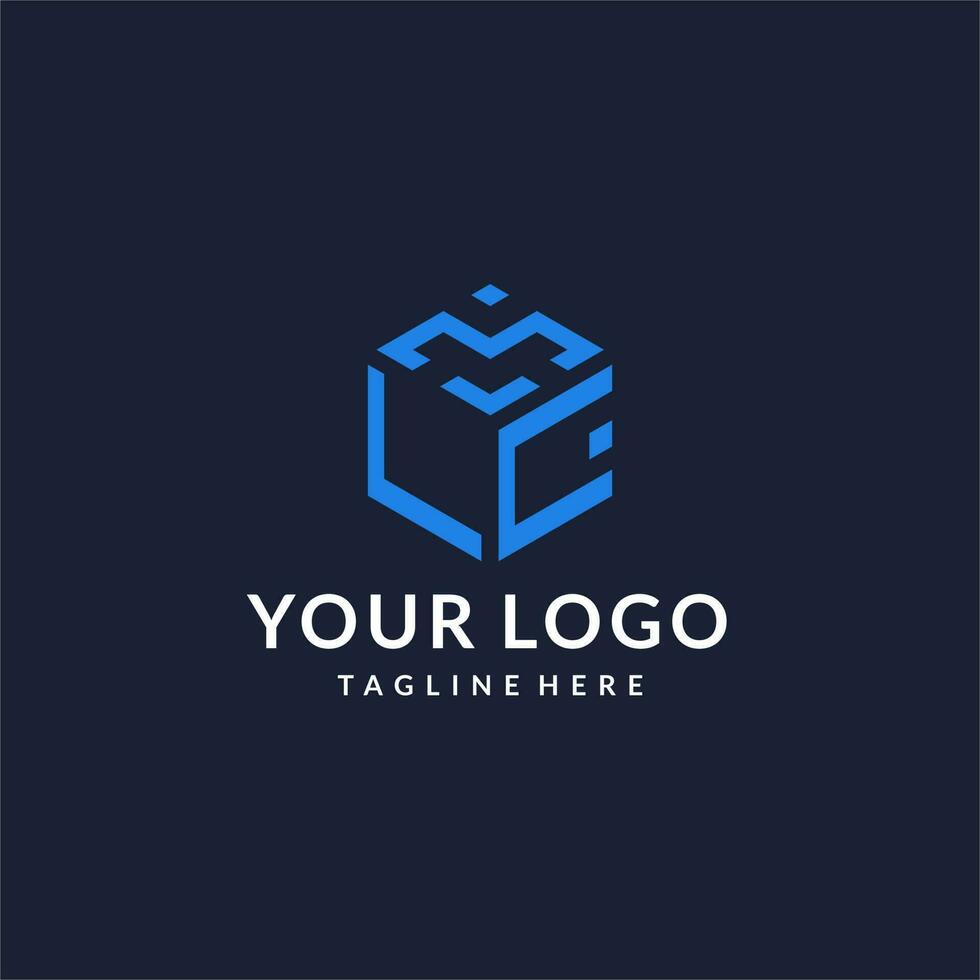 LC logo hexagon designs, best monogram initial logo with hexagonal shape design ideas vector
