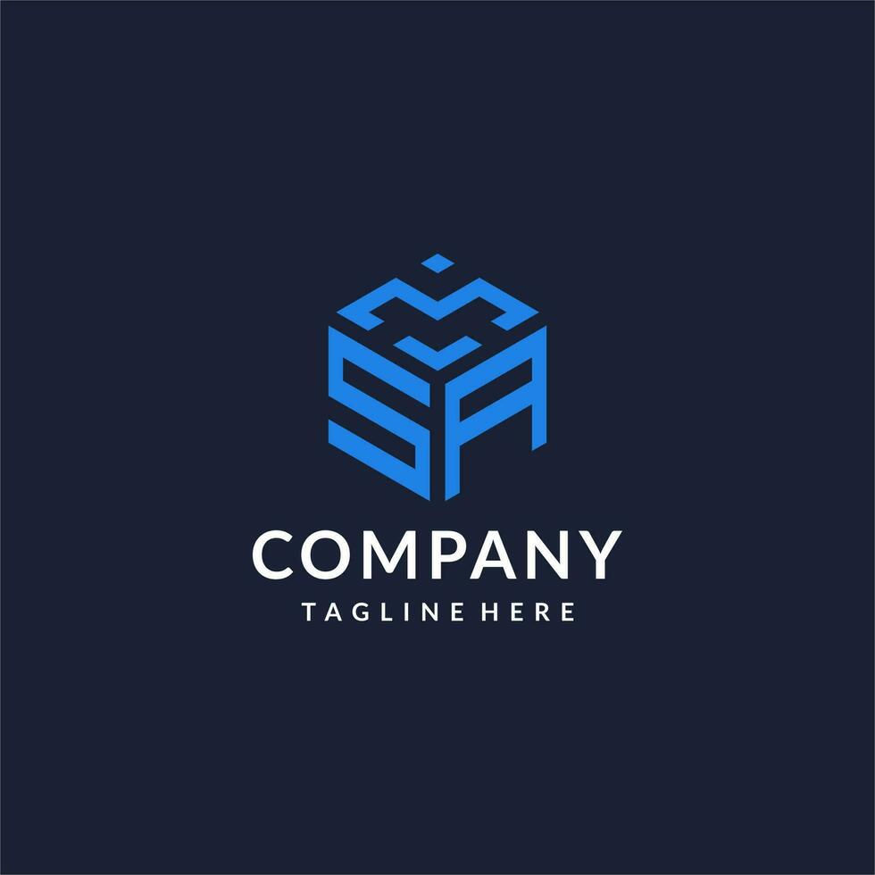 SA logo hexagon designs, best monogram initial logo with hexagonal shape design ideas vector
