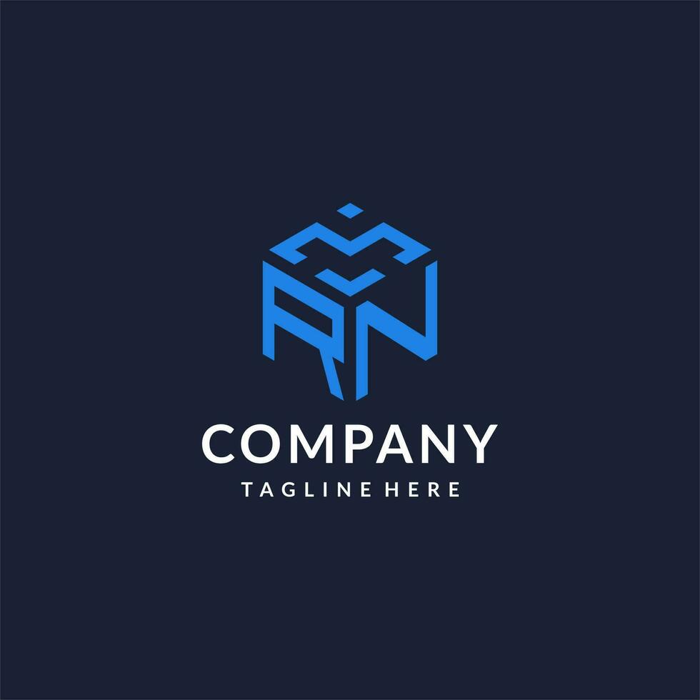 RN logo hexagon designs, best monogram initial logo with hexagonal shape design ideas vector