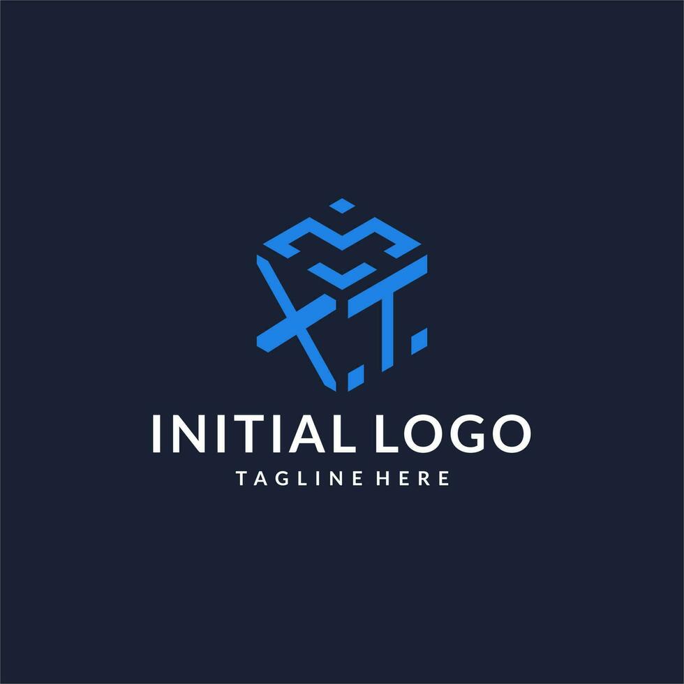 XT logo hexagon designs, best monogram initial logo with hexagonal shape design ideas vector